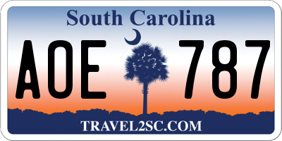 SC license plate AOE787