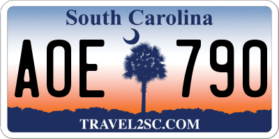 SC license plate AOE790