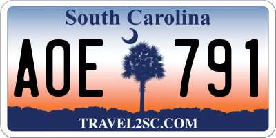 SC license plate AOE791