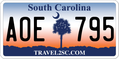 SC license plate AOE795