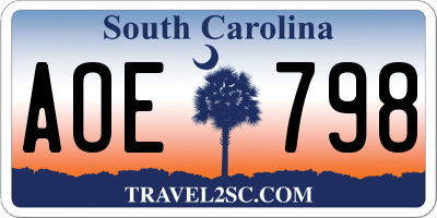 SC license plate AOE798