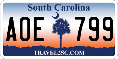 SC license plate AOE799