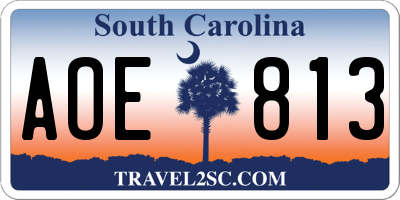 SC license plate AOE813