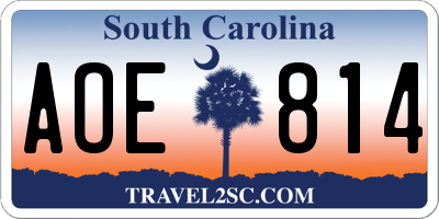 SC license plate AOE814