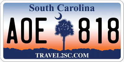 SC license plate AOE818