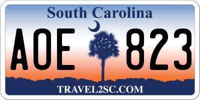 SC license plate AOE823