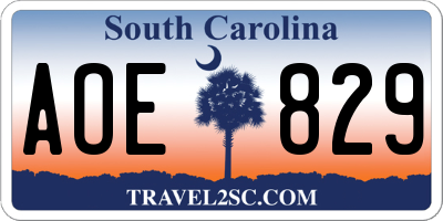 SC license plate AOE829