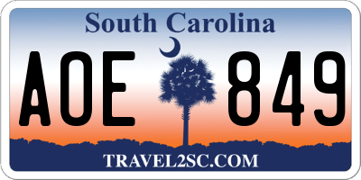 SC license plate AOE849