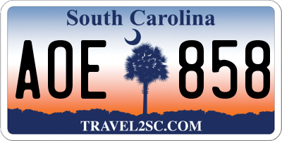 SC license plate AOE858