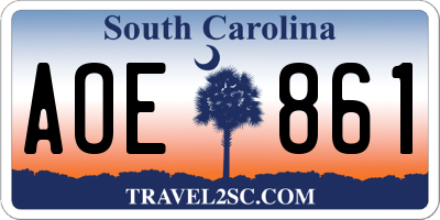 SC license plate AOE861