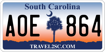 SC license plate AOE864