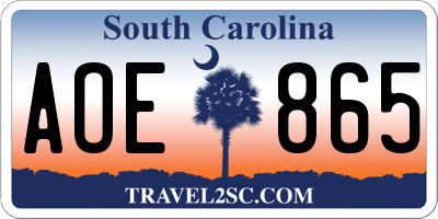 SC license plate AOE865