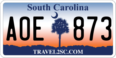 SC license plate AOE873