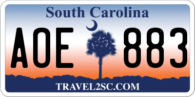 SC license plate AOE883