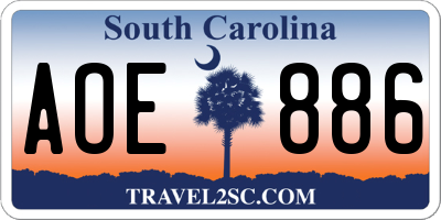 SC license plate AOE886
