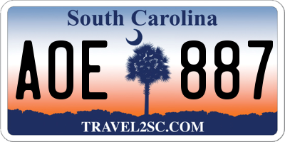 SC license plate AOE887