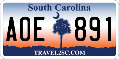 SC license plate AOE891