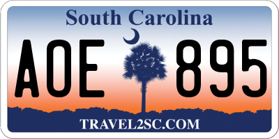 SC license plate AOE895