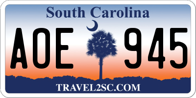 SC license plate AOE945