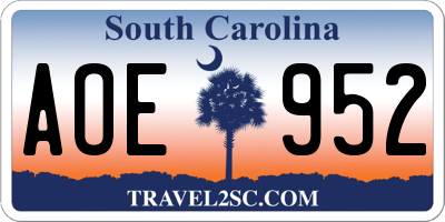 SC license plate AOE952