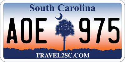 SC license plate AOE975