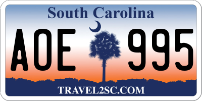 SC license plate AOE995