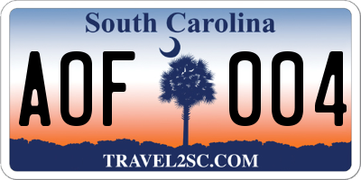 SC license plate AOF004
