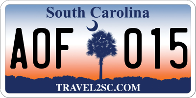 SC license plate AOF015
