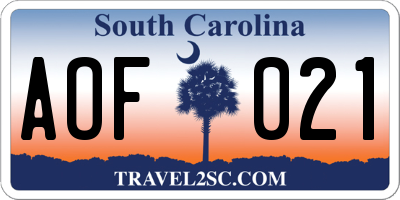 SC license plate AOF021