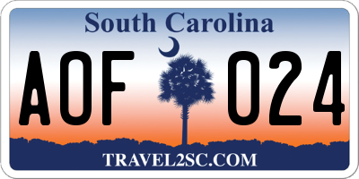 SC license plate AOF024