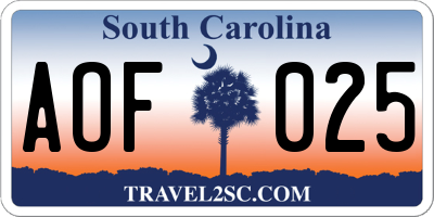 SC license plate AOF025
