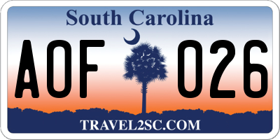 SC license plate AOF026