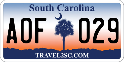 SC license plate AOF029