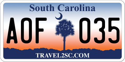 SC license plate AOF035
