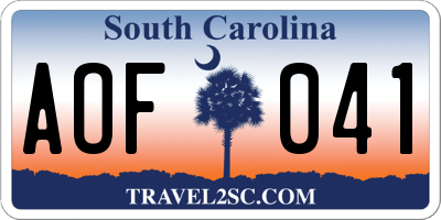 SC license plate AOF041