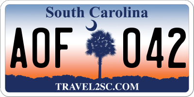 SC license plate AOF042