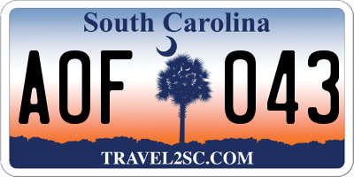 SC license plate AOF043
