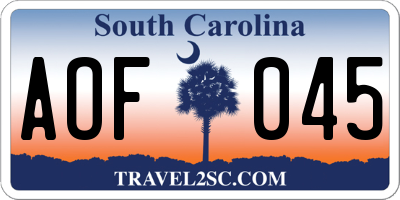 SC license plate AOF045