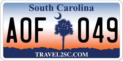 SC license plate AOF049