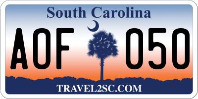 SC license plate AOF050