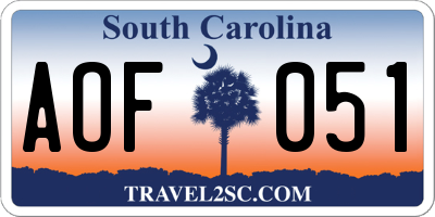 SC license plate AOF051