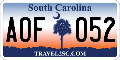 SC license plate AOF052