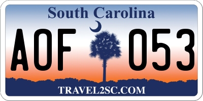 SC license plate AOF053