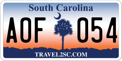SC license plate AOF054