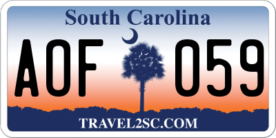 SC license plate AOF059