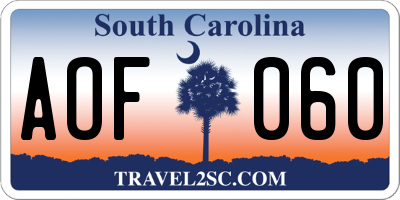 SC license plate AOF060