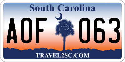 SC license plate AOF063