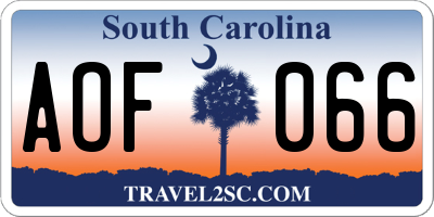 SC license plate AOF066