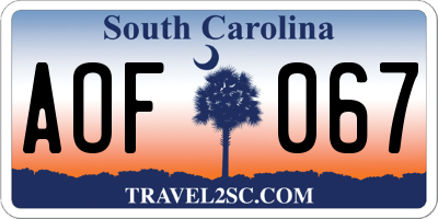 SC license plate AOF067