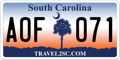 SC license plate AOF071